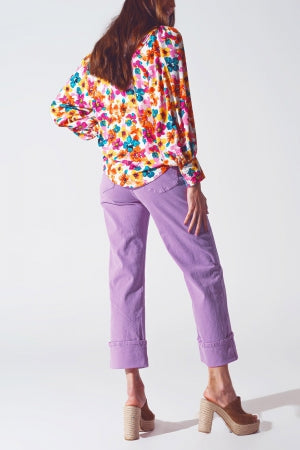 High Waist Cropped Straight Leg Jeans with Cuff