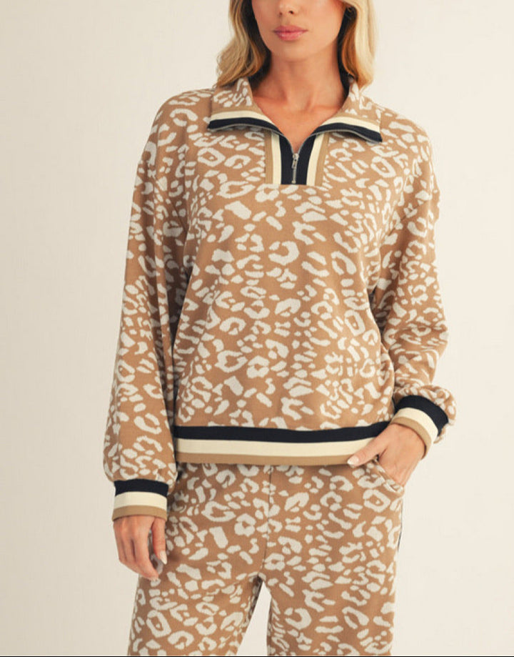 Cozy Knit Leopard Track Suit