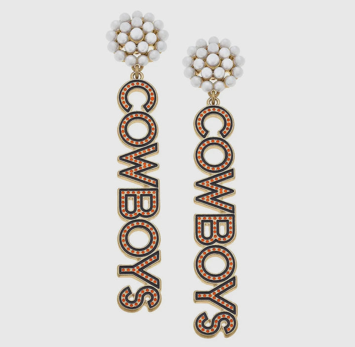 Oklahoma State Cowboys Pearl Drop Earrings