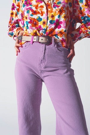 High Waist Cropped Straight Leg Jeans with Cuff