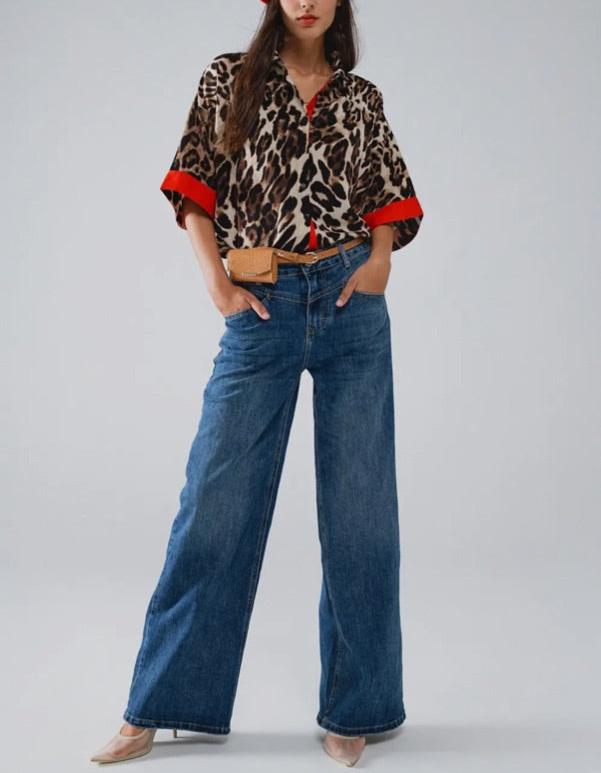 Leopard Top Red Accents