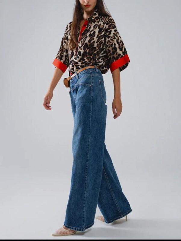 Leopard Top Red Accents