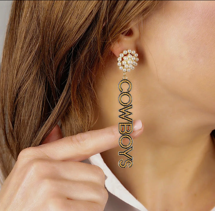 Oklahoma State Cowboys Pearl Drop Earrings