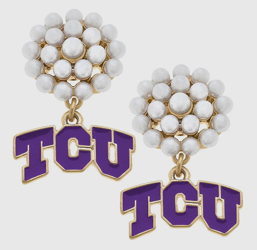 TCU Pearl Cluster Earrings