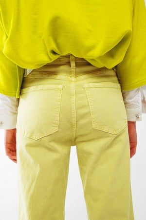 High Waist Cropped Straight Leg Jeans with Cuff