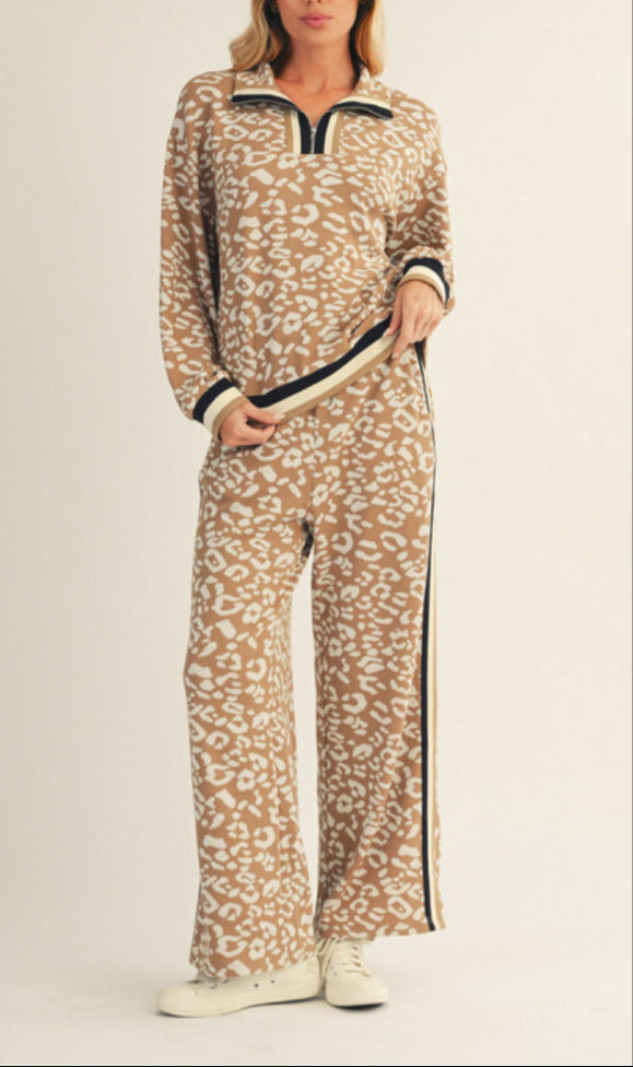 Cozy Knit Leopard Track Suit