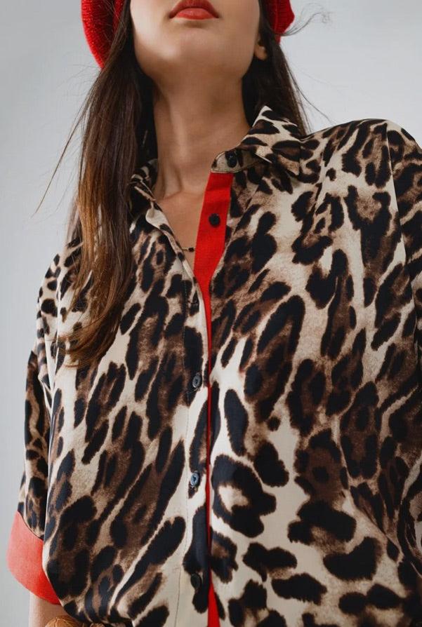 Leopard Top Red Accents