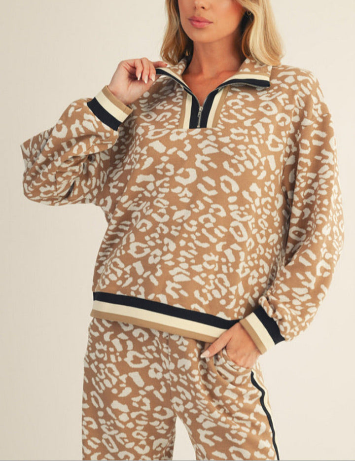 Cozy Knit Leopard Track Suit