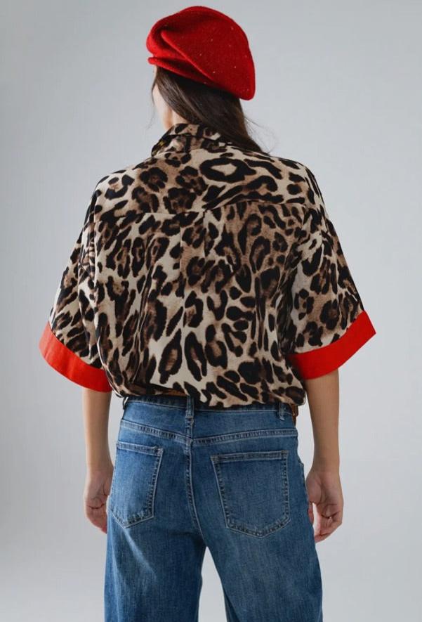 Leopard Top Red Accents