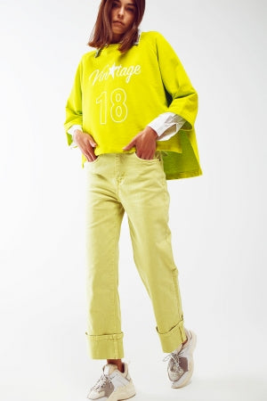 High Waist Cropped Straight Leg Jeans with Cuff