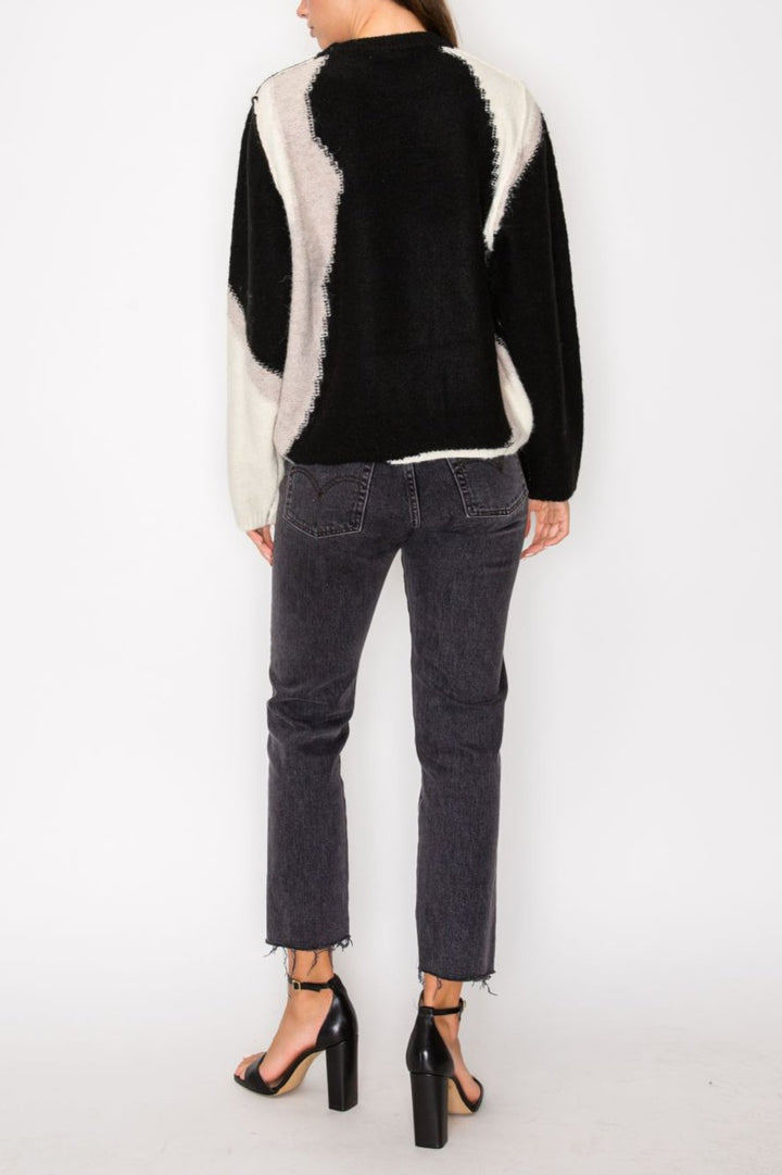 Black & Cream Multi Print Sweater