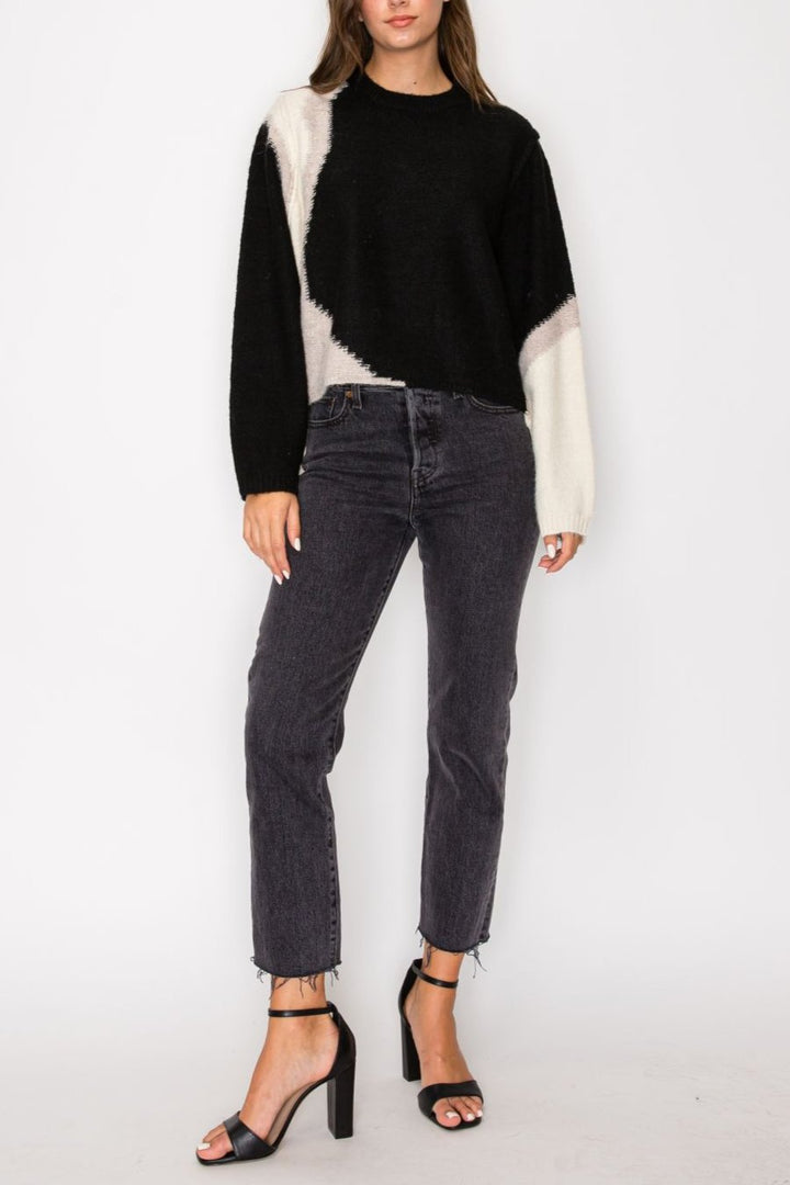 Black & Cream Multi Print Sweater