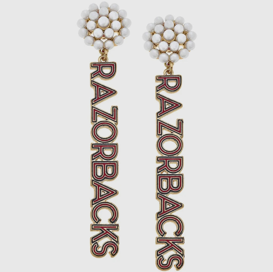 Arkansas Razorbacks Outline Enamel Drop Earrings