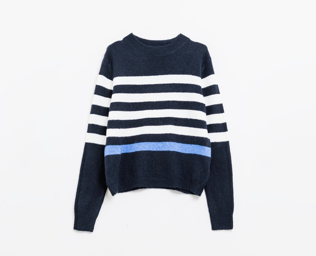 Navy & White Stripe Sweater