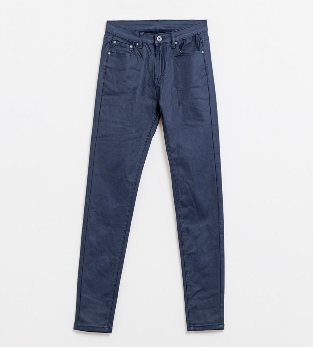 Navy Coated Skinny Jeans