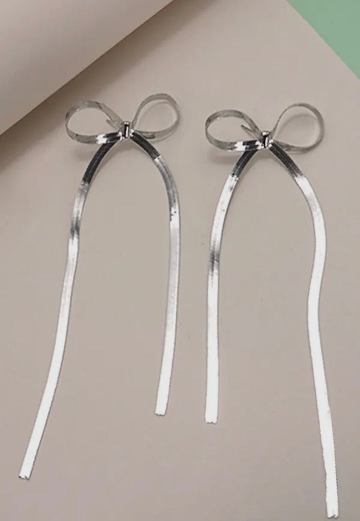 Long Bow Herringbone Earrings