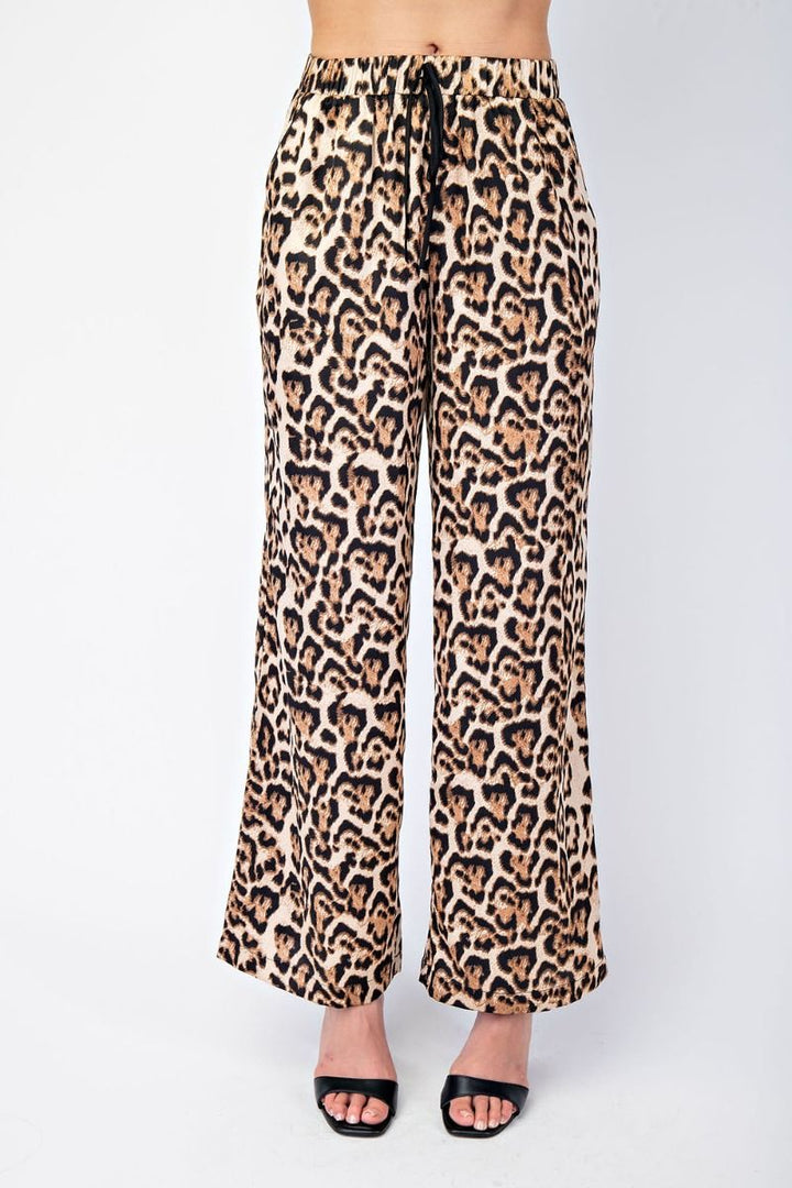 Leopard Pants with Black Trim Details
