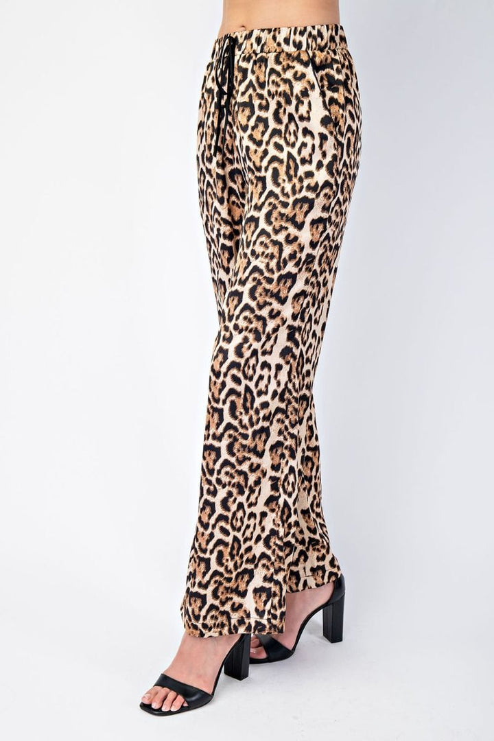 Leopard Pants with Black Trim Details