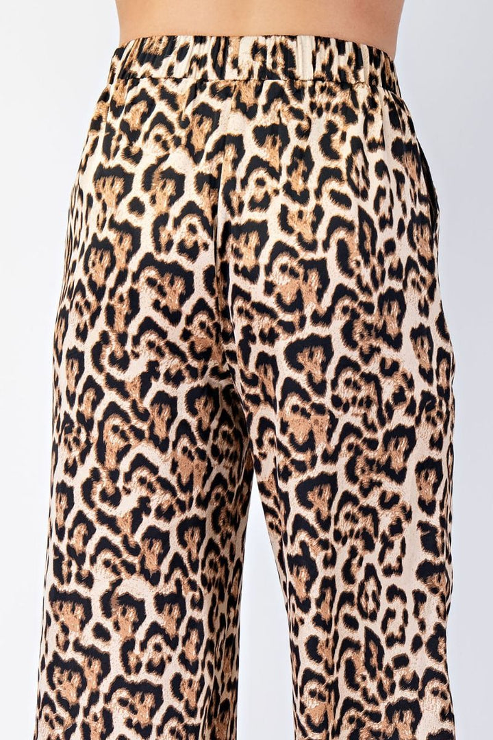 Leopard Pants with Black Trim Details