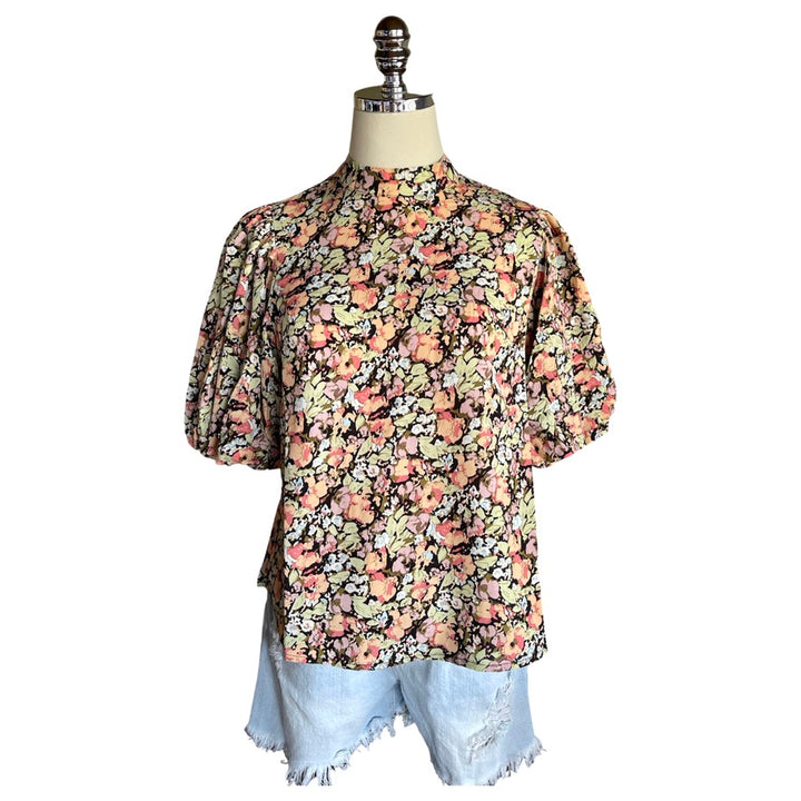 Floral Print Puff Sleeve Top