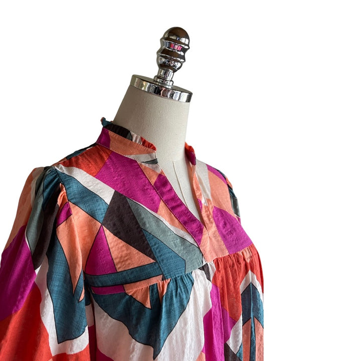 Abstract Puff Sleeve Top