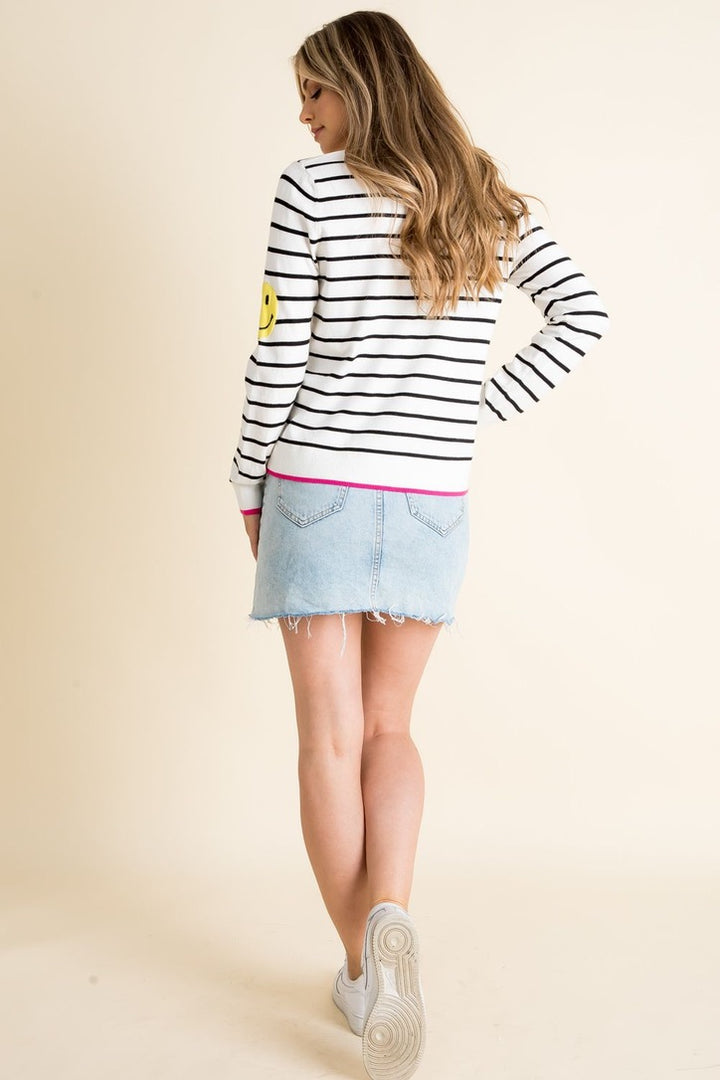 Striped Knit Smiley Sweater