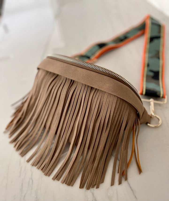 Brown Suede Fringed Fanny Pack