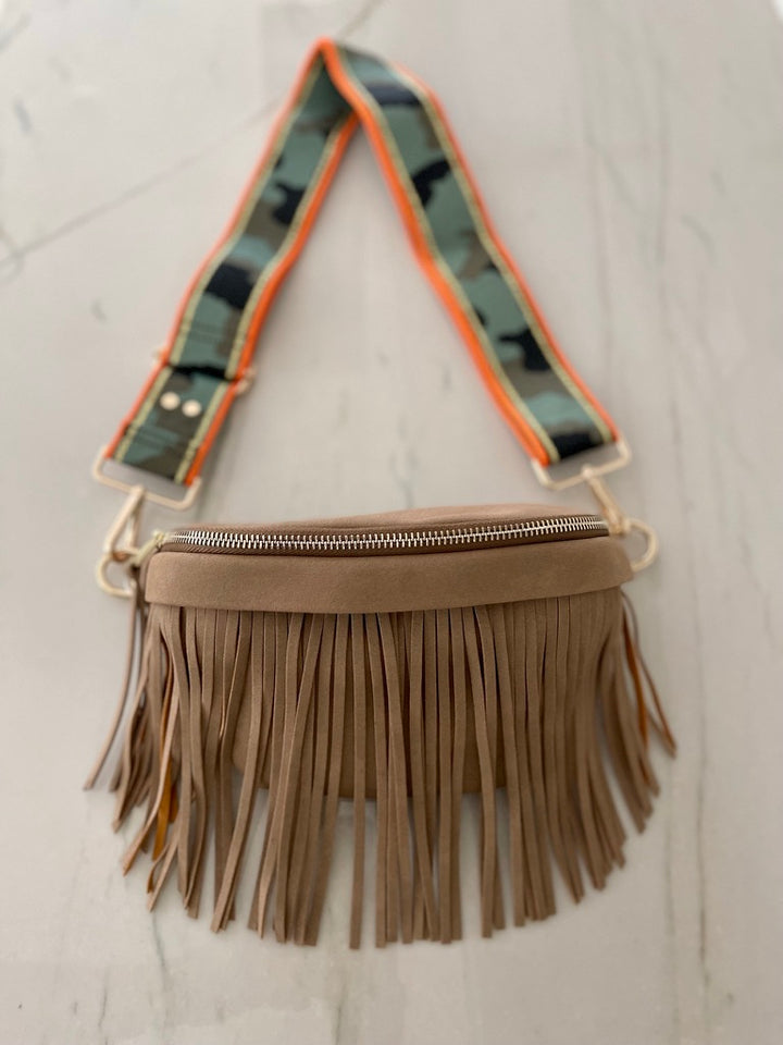 Brown Suede Fringed Fanny Pack