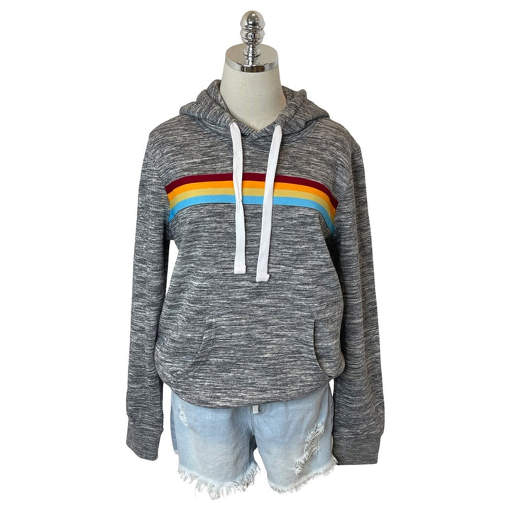 Grey Hoodie with Stripe Band