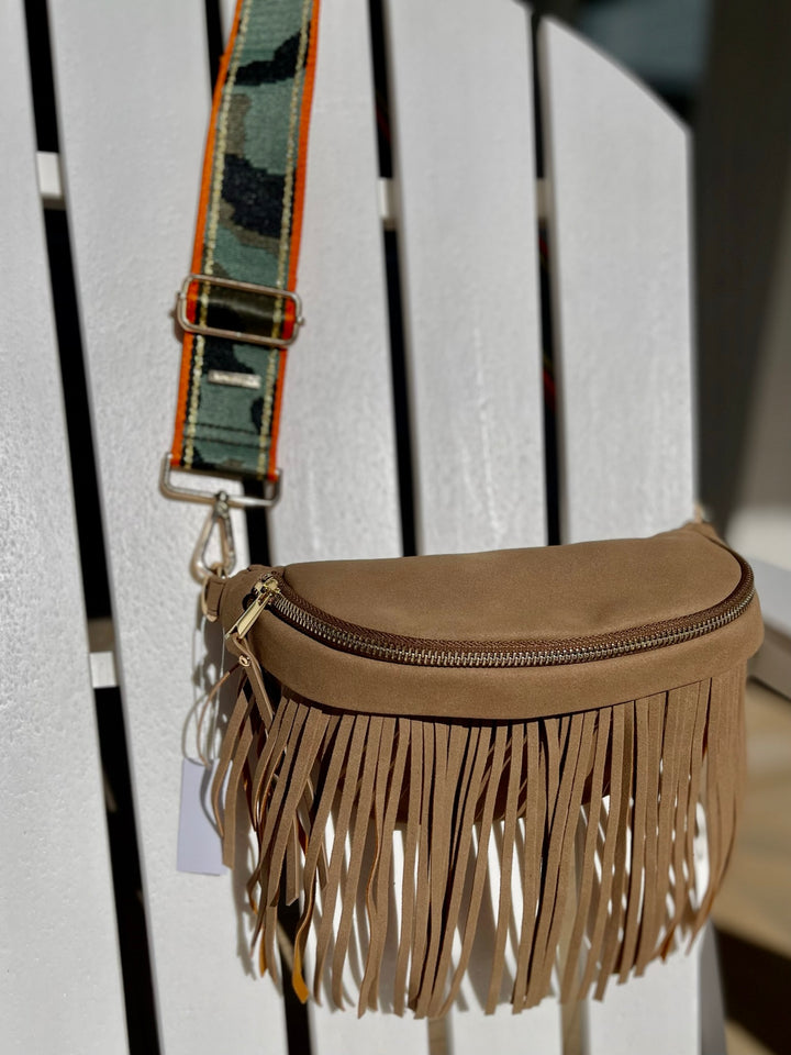 Brown Suede Fringed Fanny Pack