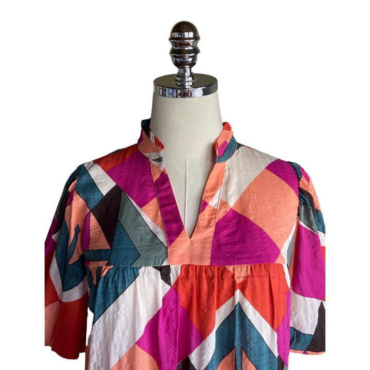 Abstract Puff Sleeve Top