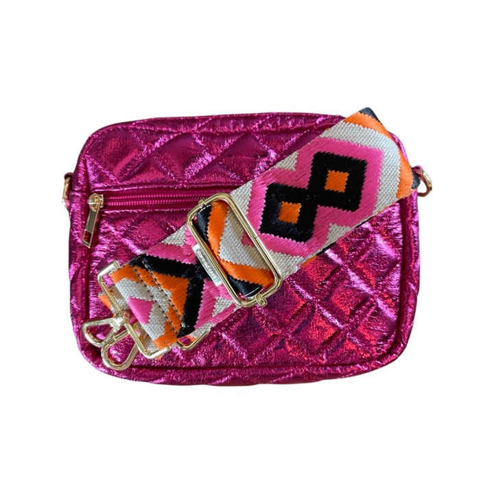 Quilted Crossbody Bag - Metallic Pink