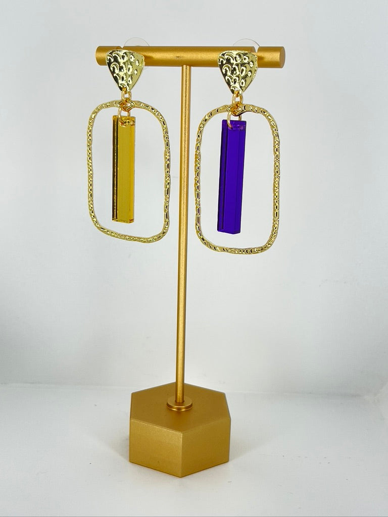 Purple and Gold Earrings