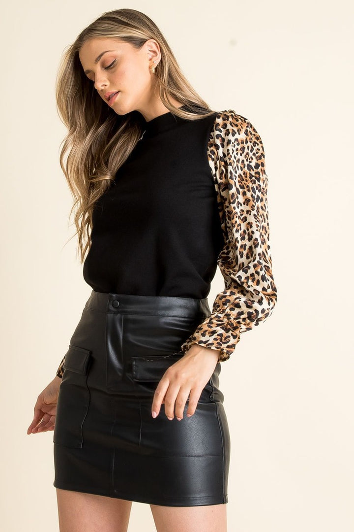 Leopard Sleeve Sweater