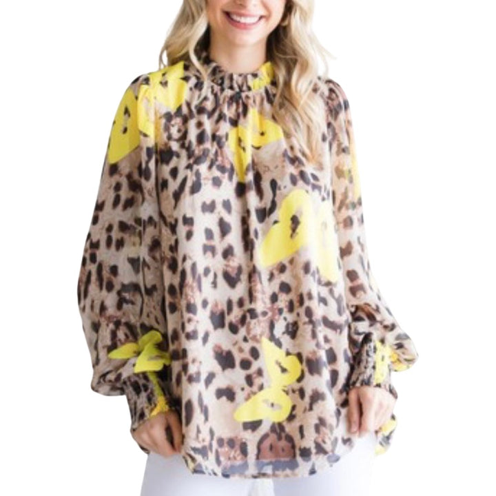 Butterflies and Leopard Print Top