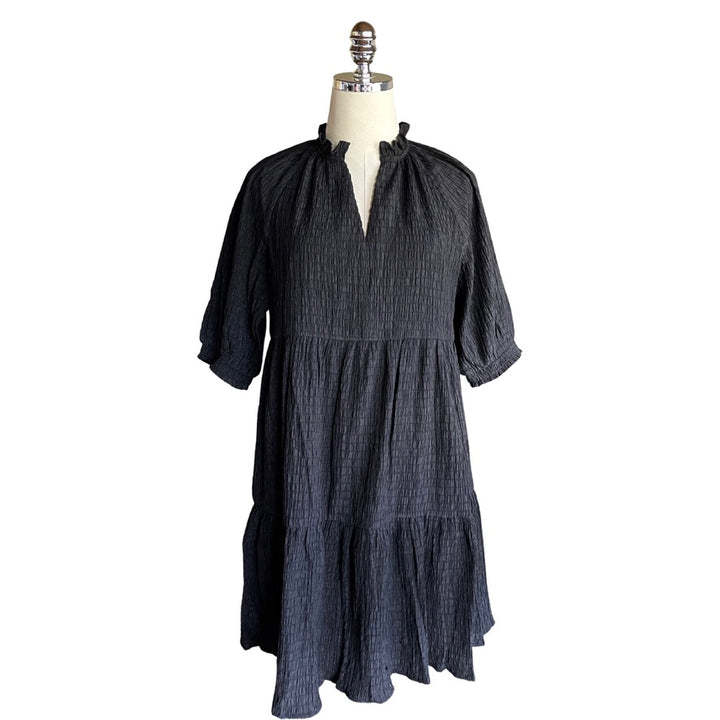 Tiered Smock Dress in Black