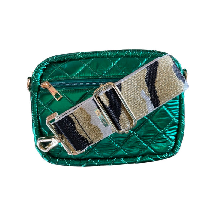 Quilted Crossbody Bag - Metallic Green