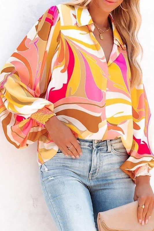 Tan/Pink Abstract Top
