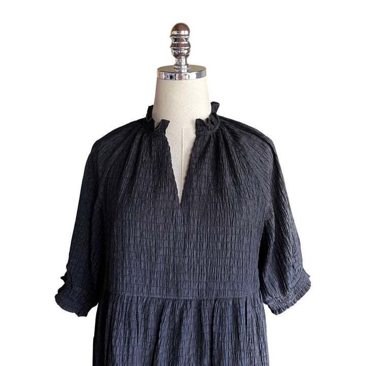Tiered Smock Dress in Black