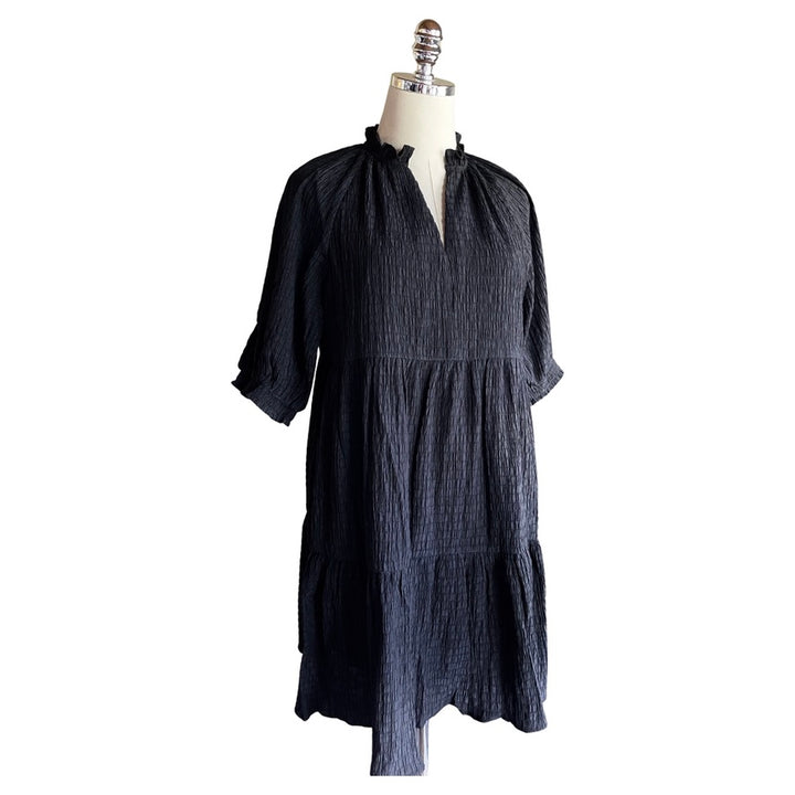 Tiered Smock Dress in Black