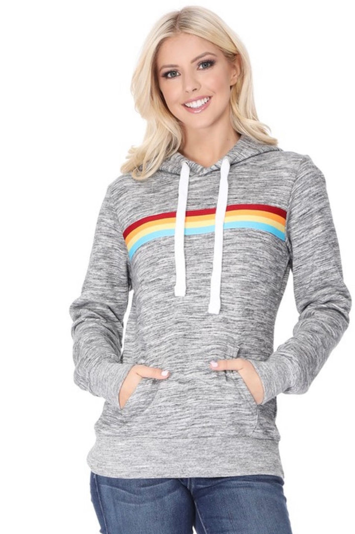 Grey Hoodie with Stripe Band