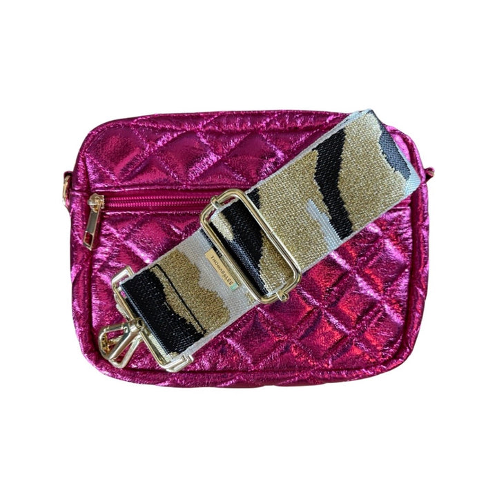 Quilted Crossbody Bag - Metallic Pink