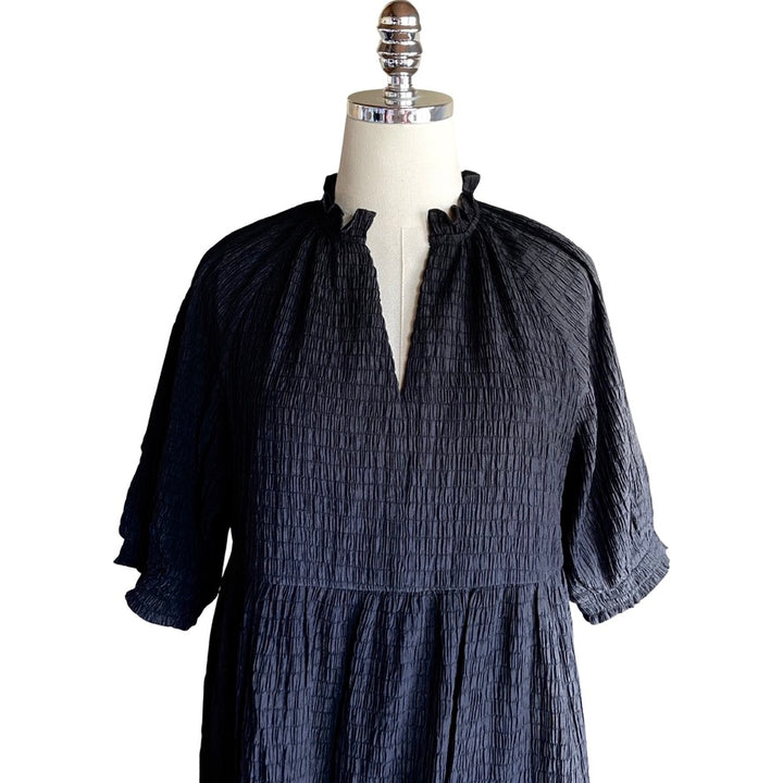 Tiered Smock Dress in Black