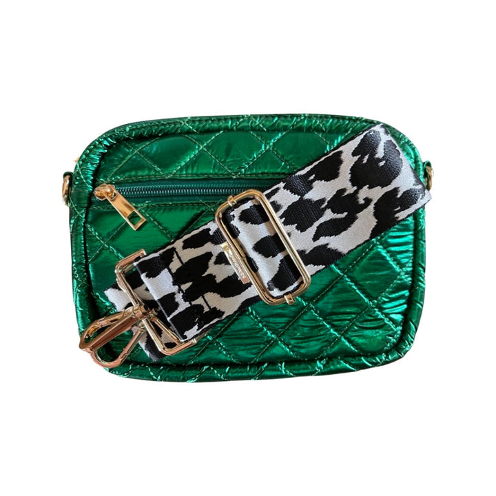 Quilted Crossbody Bag - Metallic Green