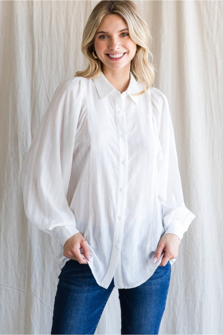 Classic White Button Down Top
