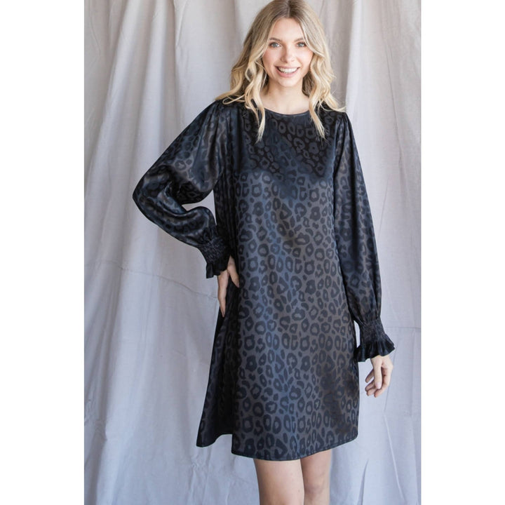 Leopard Print Bubble Sleeve Dress