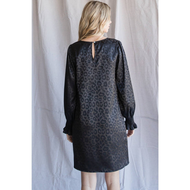 Leopard Print Bubble Sleeve Dress
