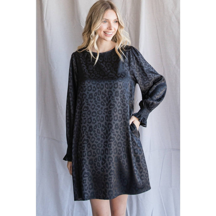 Leopard Print Bubble Sleeve Dress