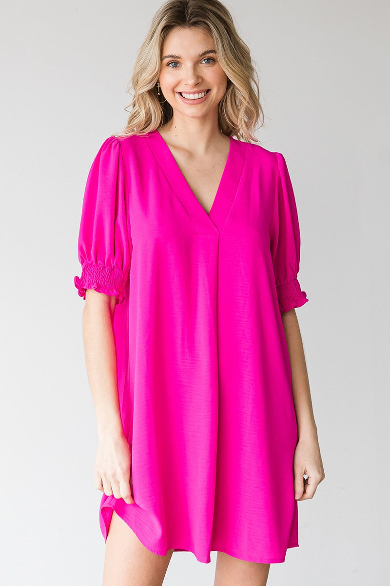 Neon pink shift dress hotsell