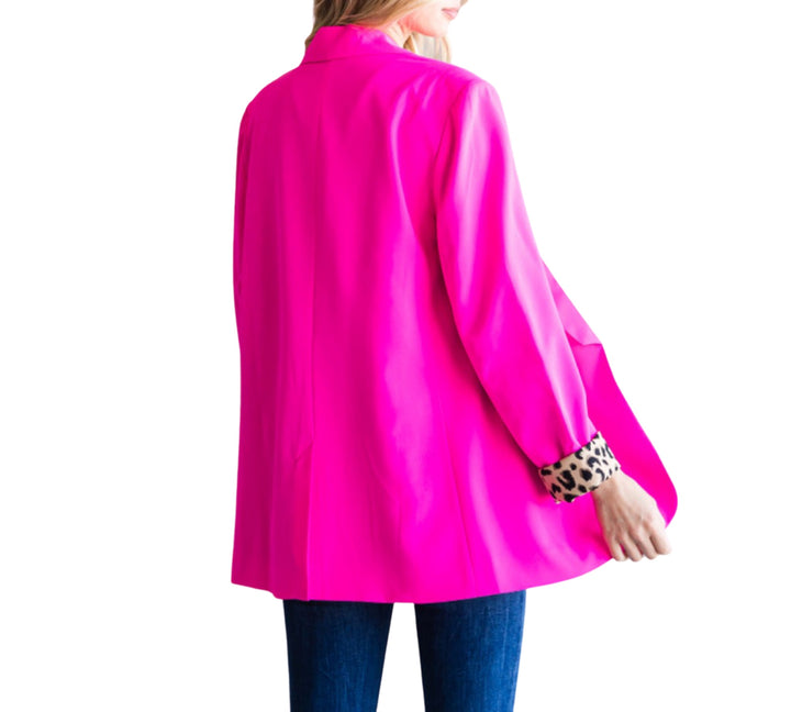 Neon Pink and Leopard Blazer